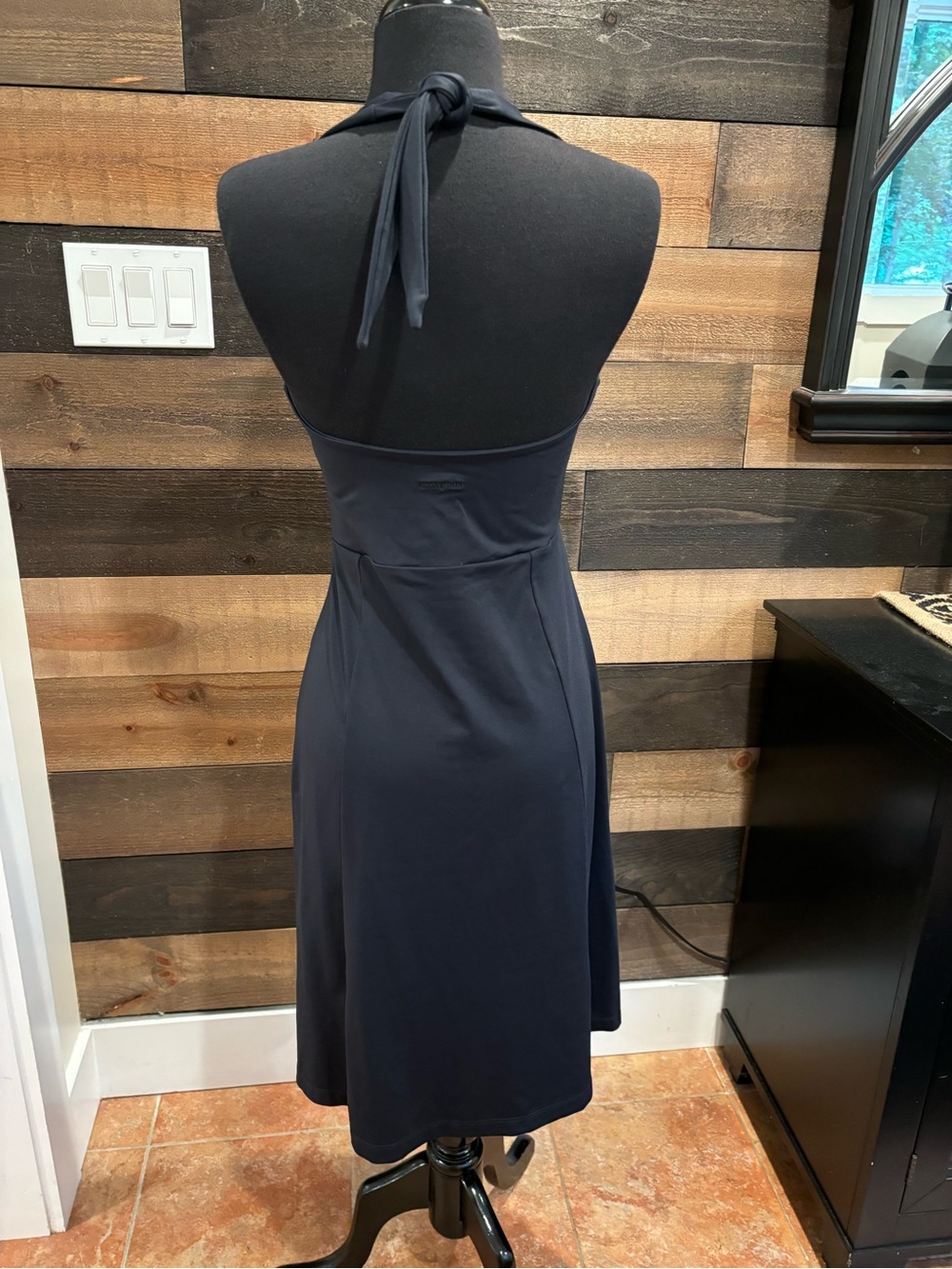Patagonia Halter Midi Dress Black Athletic Activewear Gorpcore Stretchy Womens M - Picture 6 of 14